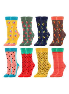 KASTWAVE Mid Tube Socks, Women's Fun Dress Crew Colorful Funky Fancy Novelty Funny Casual Crew Patterned Socks for Mom Lady (8 pcs)  - Image 1