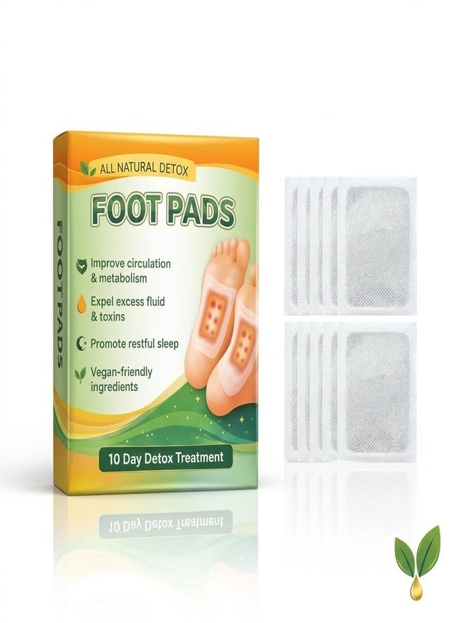 AIXMEET Herbal Detox Foot Patches (10 Pads) – Bamboo Vinegar & Ginger Extract Foot Detox Pads for Overnight Detox, Deep Cleansing, Sleep Support, Foot Pain Relief & Acupoint Therapy for Men & Women - Image 1