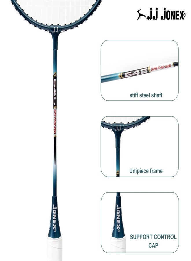 Jonex JJ Jonex 646 Badminton Racket Aluminium Badminton Racket with Full Cover | One-Piece Frame, PVC Foam Embossed Grip for Comfortable Feel, Balanced Swing Weight for Power & Control - Image 5