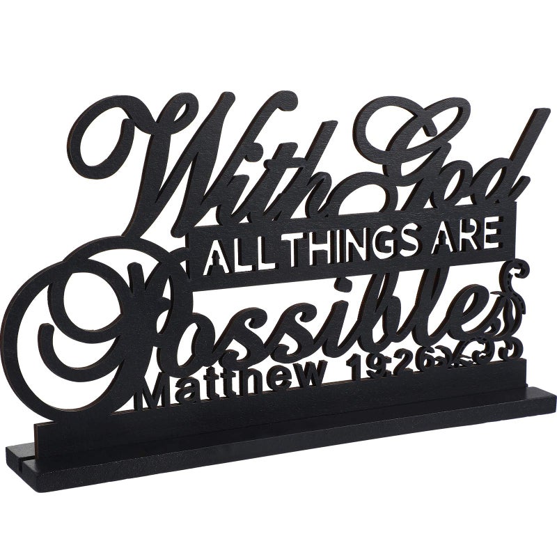 Jetec Inspirational Table Art with God All Things Are Possible Positive Sign Home Table Decoration, Motivational Centerpieces Letter Sign Wooden for Faith Motivational Decor (with Lord Possible) - Image 1