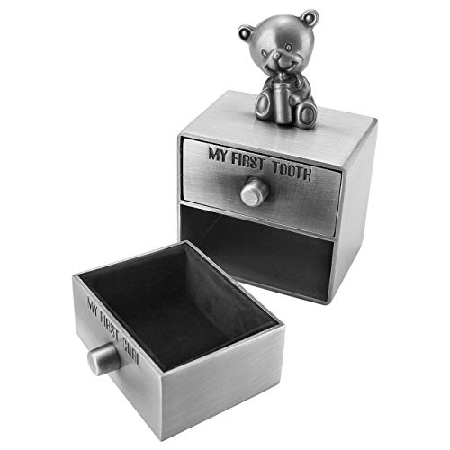 Mogoko Silver Tooth Box, Baby First Tooth and Curl Keepsake Box Set, Kids Teeth Fairy Holder for Boy or Girl - Image 4