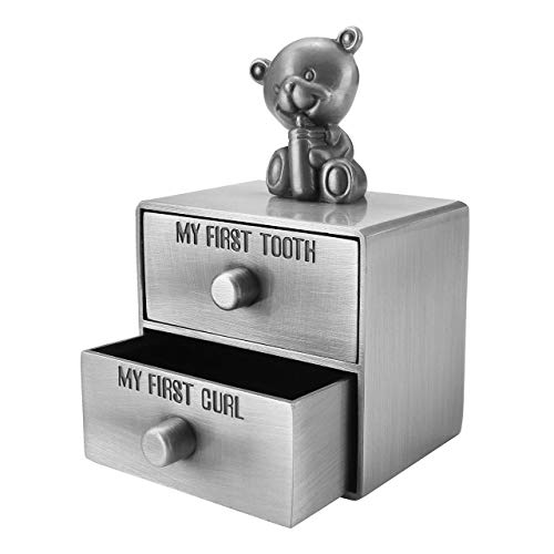 Mogoko Silver Tooth Box, Baby First Tooth and Curl Keepsake Box Set, Kids Teeth Fairy Holder for Boy or Girl - Image 2