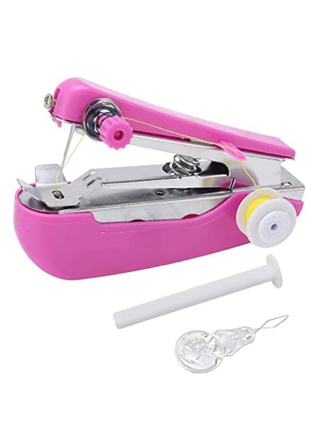 Mini Single Stitch Handheld Sewing Machine, Pocket Manual Sewing Machine, Handheld Sewing Machine, Pink Light Weight Pocket Sewing Machine for Clothes Household Travel  - Image 1