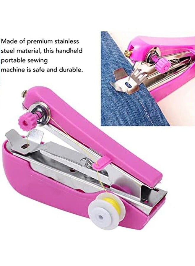 Mini Single Stitch Handheld Sewing Machine, Pocket Manual Sewing Machine, Handheld Sewing Machine, Pink Light Weight Pocket Sewing Machine for Clothes Household Travel  - Image 4