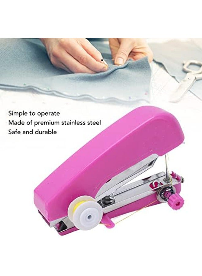 Mini Single Stitch Handheld Sewing Machine, Pocket Manual Sewing Machine, Handheld Sewing Machine, Pink Light Weight Pocket Sewing Machine for Clothes Household Travel  - Image 3