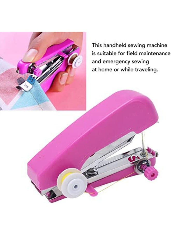 Mini Single Stitch Handheld Sewing Machine, Pocket Manual Sewing Machine, Handheld Sewing Machine, Pink Light Weight Pocket Sewing Machine for Clothes Household Travel  - Image 5