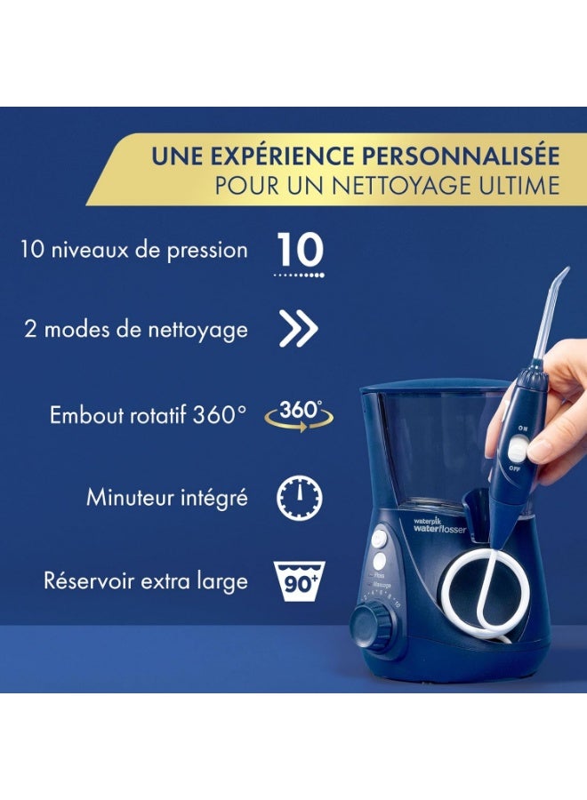 Waterpik Ultra Professional Waterflosser feststehende Munddusche mit 7 Aufsätzen, Druckbereich von 0,7-7 Bar regulierbar über 10 Druckeinstellungen, integrierter Timer, Blau (WP-663EU) | With 6 heads, with advanced pressure control system, 10 settings, plaque removal tool - Image 4