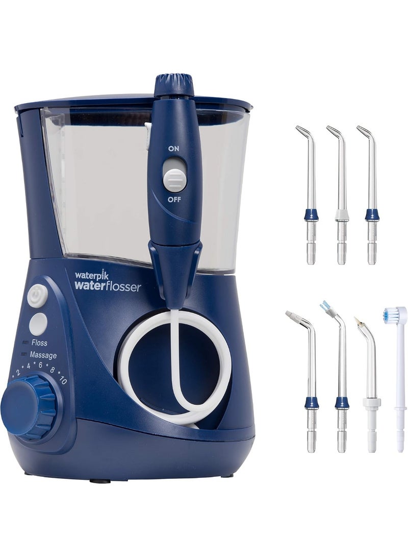 Waterpik Ultra Professional Waterflosser feststehende Munddusche mit 7 Aufsätzen, Druckbereich von 0,7-7 Bar regulierbar über 10 Druckeinstellungen, integrierter Timer, Blau (WP-663EU) | With 6 heads, with advanced pressure control system, 10 settings, plaque removal tool - Image 5