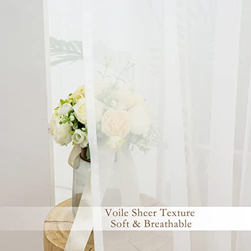 L.Z.E White and Black Sheer Curtains 84 Inches Long 2 Panels Set,Transparent Elegant Window Curtains for Living Room Bedroom Office Nursery, Grommet Lightweight Decorative Curtain with Design - Image 5