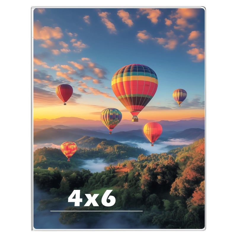 Wbtran 4 x 6 Acrylic Picture Frame  Horizontal/Vertical Clear Photo Frame for Wall with Tape  No Drilling Floating Hanging Frameless Picture Frame  Wall Mount Sign Holder for Home  School  Office - Image 1