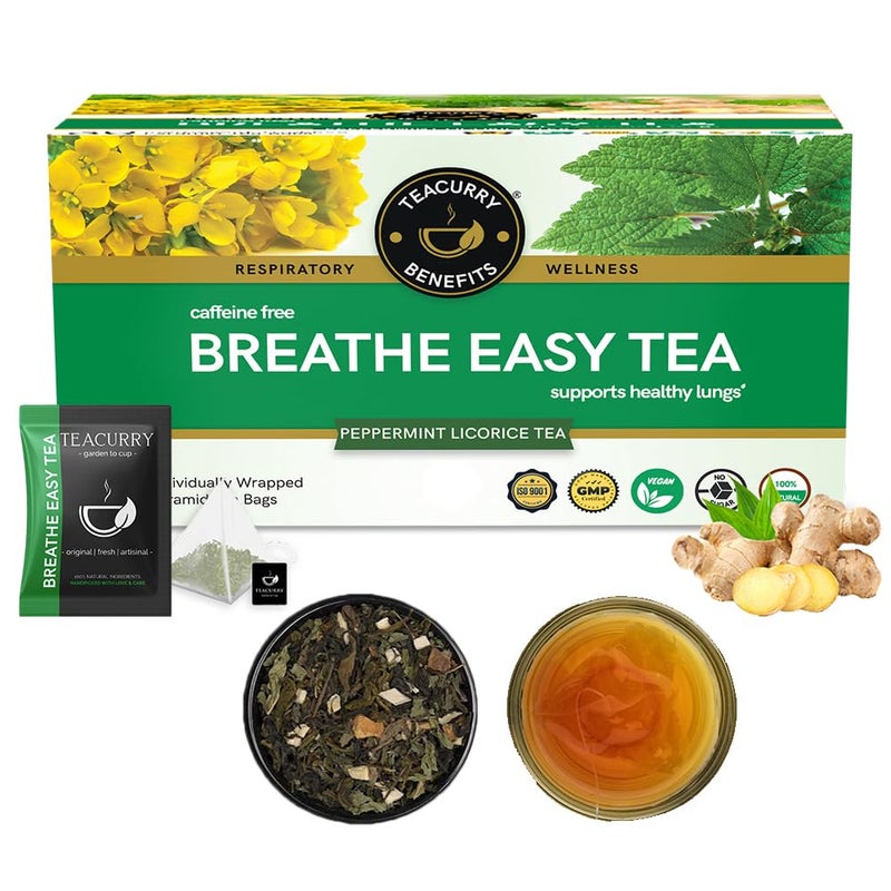 TEACURRY Lungs Cleanse Green Tea Box - 30 Bags | Anti-Smoking Tea for Lung Detox and Cessation | 60 Grams, Pack of 1 - Image 1