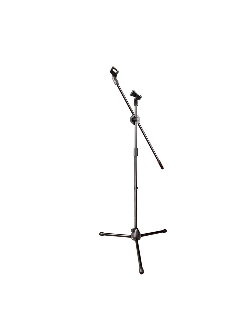 Professional Microphone Stand with Adjustable Boom Arm, Tripod Base, Black 