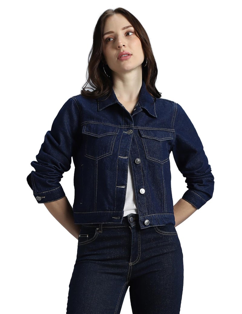 INKD Women's Overdyed Trucker Denim Jacket - Jacket for Women | 100% Cotton | Double Flap Pocket | Regular Fit | Full Sleeve Jacket - Image 1