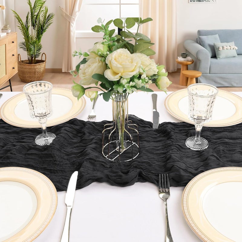 CKIKU 6 Pack 10FT Black Cheesecloth Table Runner 120 Inch Gauze Rustic Boho Cheese Cloth Table Runner Sheer Fabric Decorations for Wedding Party Birthday Bridal Baby Shower Centerpiece Home Decor - Image 4