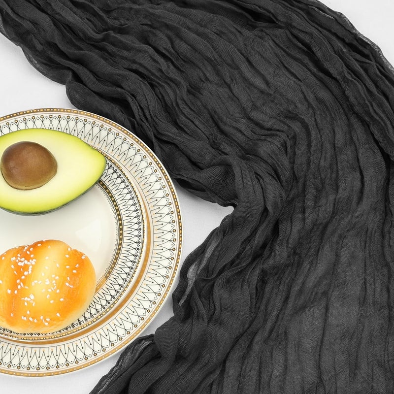 CKIKU 6 Pack 10FT Black Cheesecloth Table Runner 120 Inch Gauze Rustic Boho Cheese Cloth Table Runner Sheer Fabric Decorations for Wedding Party Birthday Bridal Baby Shower Centerpiece Home Decor - Image 5