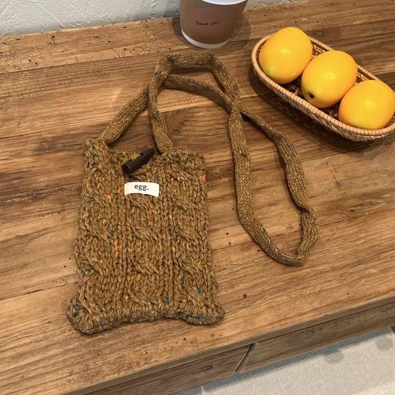 Egg Messenger Bag Small Bag Women'S All-Match Niche Corner Buckle Thick Knitted Shoulder Bag Mobile Phone Bag - Image 5