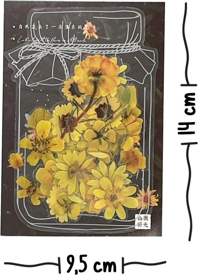 Kağıt Gemi Dükkan Paper Ship Shop Retro Yellow Colored Flower Transparent Sticker - Scrapbook - Bullet Journal - Notebook Decoration-Stickers