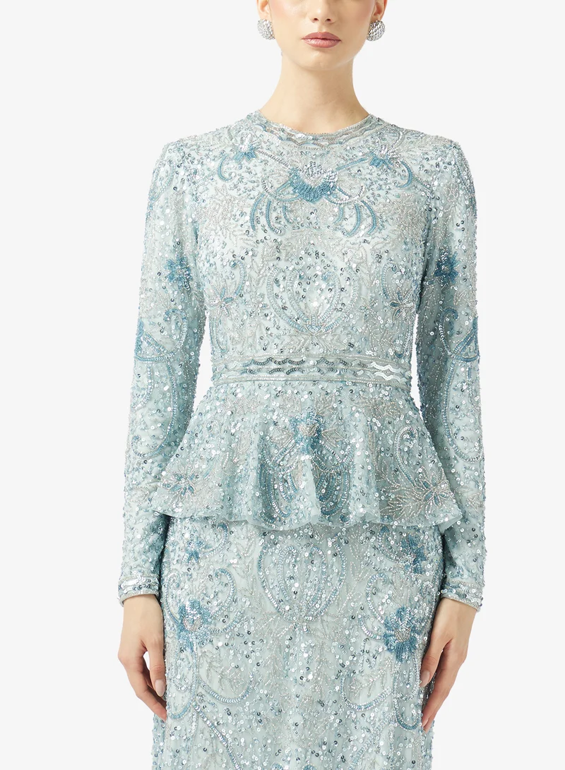 MARYISA  Embellished Squin Detailed Long Sleeve Dress for Women | Best Price UAE