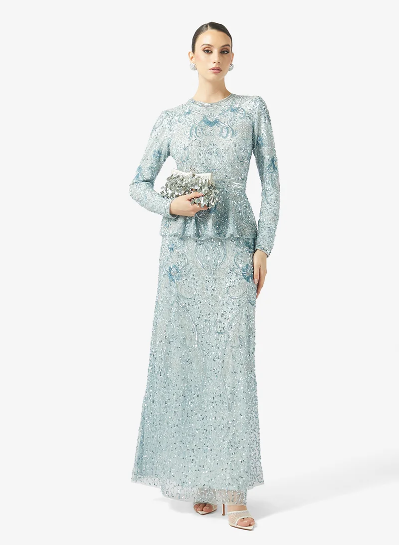 MARYISA  Embellished Squin Detailed Long Sleeve Dress for Women | Best Price UAE