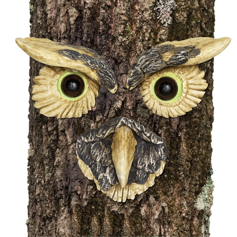 Bits and Pieces  Owl Face Tree Hugger  Yard Decoration  Whimsical Tree Sculpture  Outdoor Tree Face  Garden Decoration  Garden Peeker Yard Art