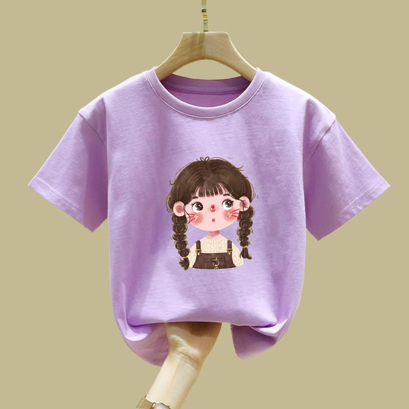 2012# Girls' T-Shirt Summer Children'S Wear Children'S Cotton Casual Top Girls' Summer Wear Tide - Image 2