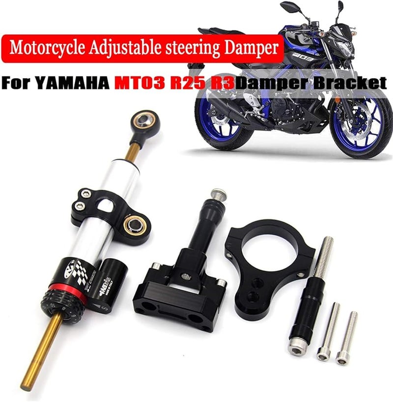 CNC Aluminum Adjustable Motorcycle Steering Stabilizer Damper Mount Kit Black For YZF R3 MT 03 - Image 3