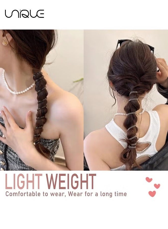 Unique 14 Pcs Braided Telephone Wire Hair Bands, Spiral Hair Ties No Crease Ponytail Holders, Multi Color Stylish Phone Cord Hair Ties, Elastic Hair Ties for Women Girls  - Image 5