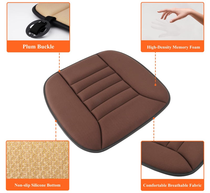 kingphenix Car Seat Cushion with 1.2inch Comfort Memory Foam, Seat Cushion for Car and Office Chair (Brown) - Image 4