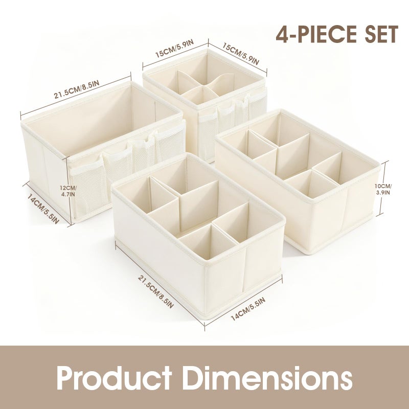 VERONLY Cosmetic Storage Bins Makeup Organizer, Adjustable Multifunction Storage Box Desk Drawer Divider for Makeup Brushes, Bathroom Countertop or Dresser, Set of 4 - Image 3