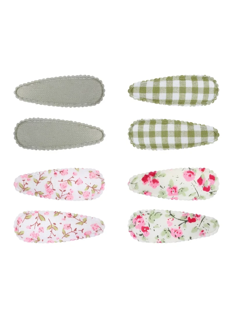 Girls Colorful Snap Hair Clips | Soft Metal Hair Barrettes for Kids, Cute Hair Accessories for Everyday Wear & Special Occasions-Green 8 Pieces