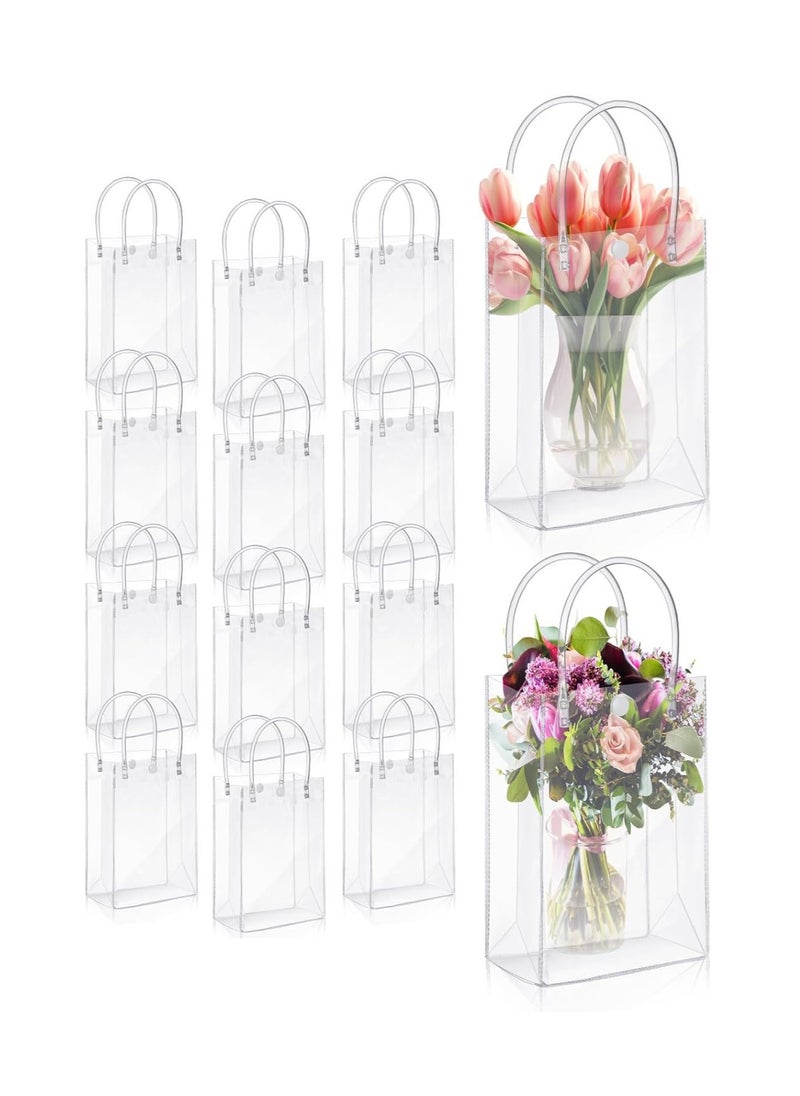 FASHION HOME - 12 PCS Clear PVC Gift Bags With Handle Reusable Plastic Wrap Tote Bag Transparent Shopping Handbag - Image 1