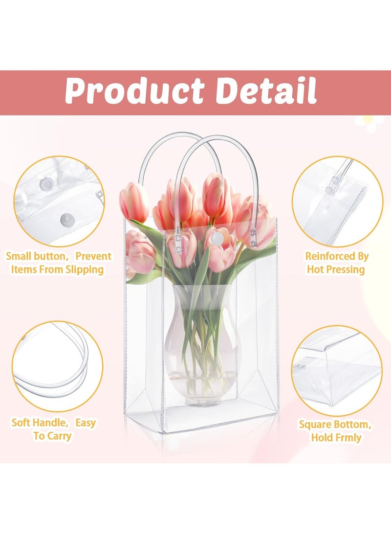 FASHION HOME - 12 PCS Clear PVC Gift Bags With Handle Reusable Plastic Wrap Tote Bag Transparent Shopping Handbag - Image 1