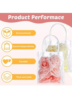 FASHION HOME 12 PCS Clear PVC Gift Bags With Handle Reusable Plastic Wrap Tote Bag Transparent Shopping Handbag  - Image 2