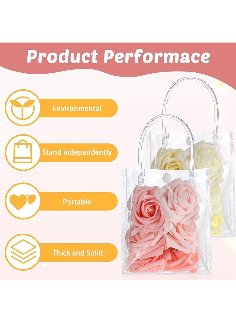 FASHION HOME - 12 PCS Clear PVC Gift Bags With Handle Reusable Plastic Wrap Tote Bag Transparent Shopping Handbag - Image 1