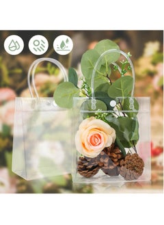 FASHION HOME 12 PCS Clear PVC Gift Bags With Handle Reusable Plastic Wrap Tote Bag Transparent Shopping Handbag  - Image 5