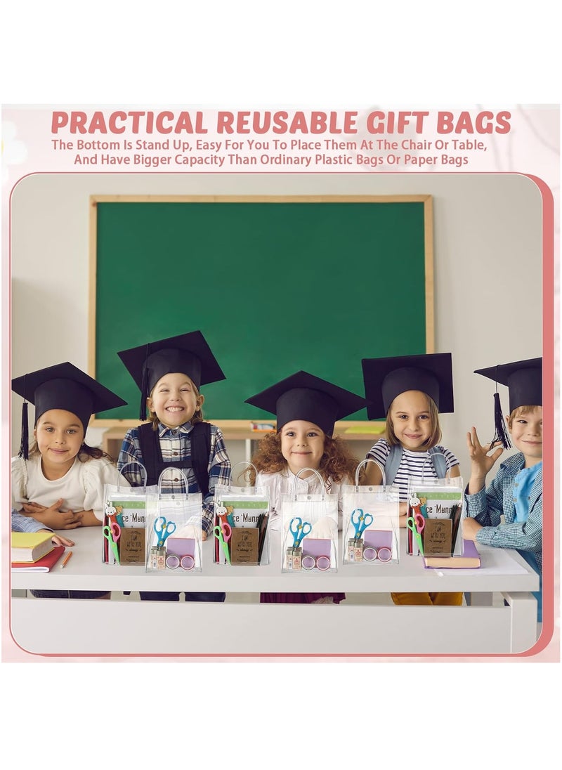 FASHION HOME - 12 PCS Clear PVC Gift Bags With Handle Reusable Plastic Wrap Tote Bag Transparent Shopping Handbag - Image 1
