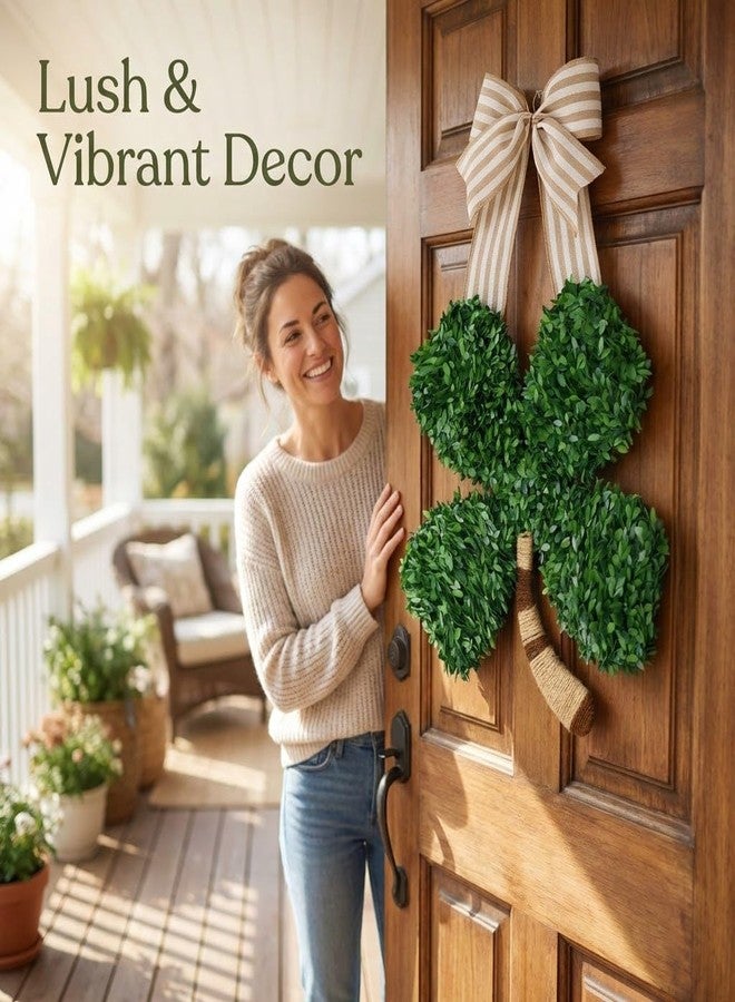 Eforcase Spring Wreaths for Front Door Outside, Front Door Wreaths for All Season Spring Summer 22" x 14" Artificial Shamrock Wreath for St Patricks Day Greenery Wreath for Wall Window Home Decorations - Image 5
