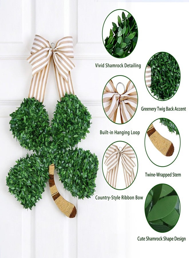 Eforcase Spring Wreaths for Front Door Outside, Front Door Wreaths for All Season Spring Summer 22" x 14" Artificial Shamrock Wreath for St Patricks Day Greenery Wreath for Wall Window Home Decorations - Image 3
