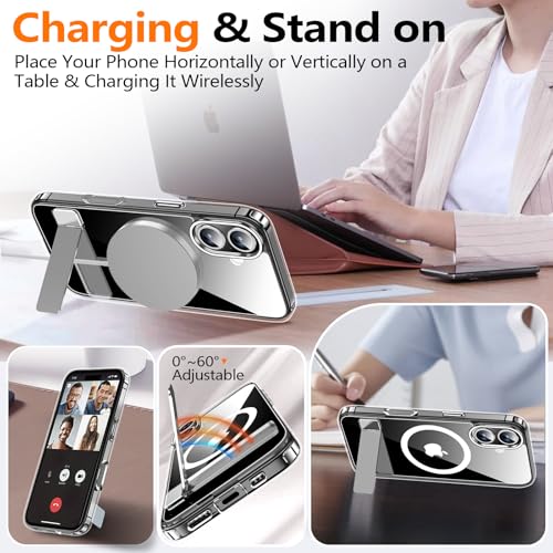 xiwxi for iPhone 17 Case with Kickstand,[Compatible with Magsafe][1*Screen Protector],Military-Grade Protection & Anti-Yellowing,Magnetic Phone Case for iPhone 17,Clear - Image 3