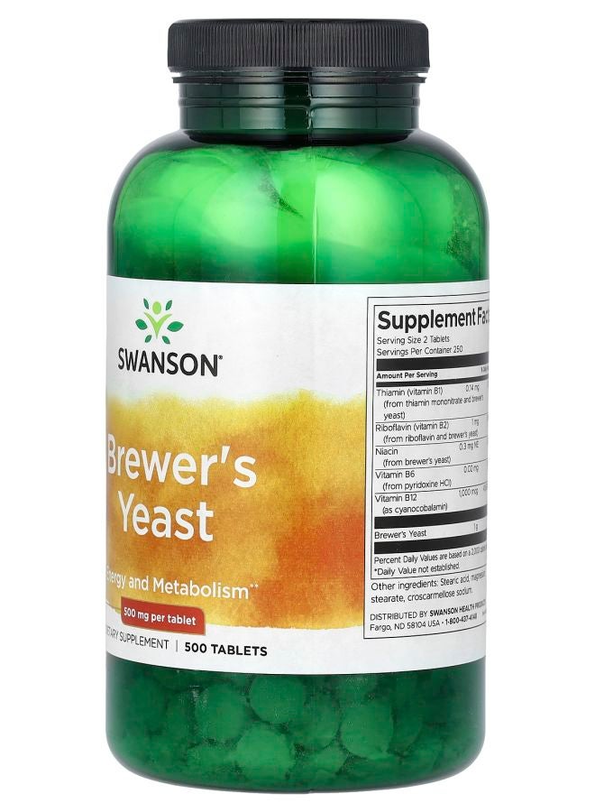 SWANSON Brewer's Yeast 500 mg 500 Tablets (250 mg Per Tablet) - Image 2