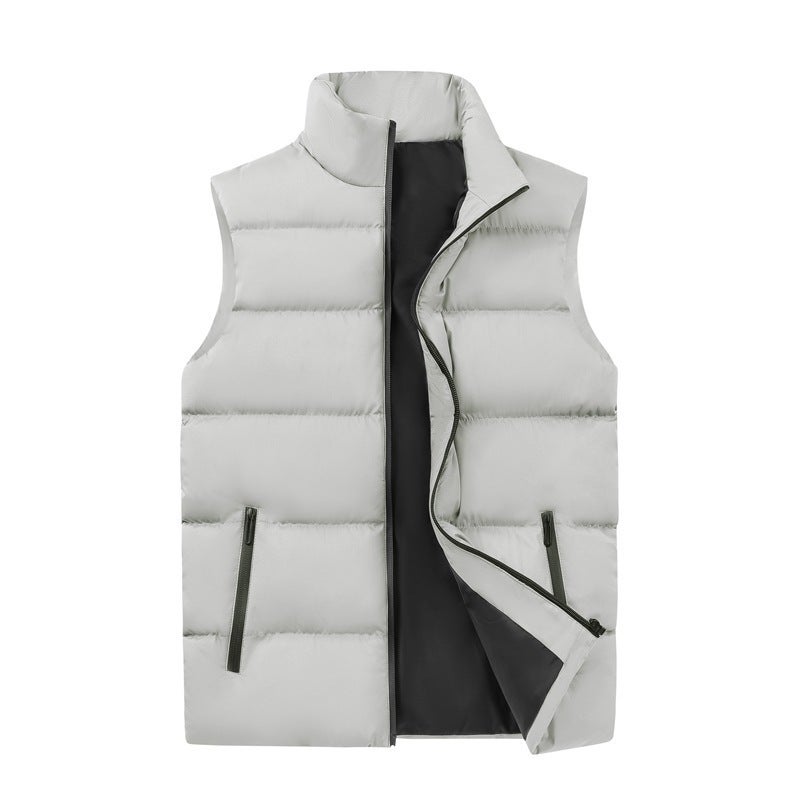 Mens Autumn Winter Casual Padded Vest Plus Size Light gray  - Image 1