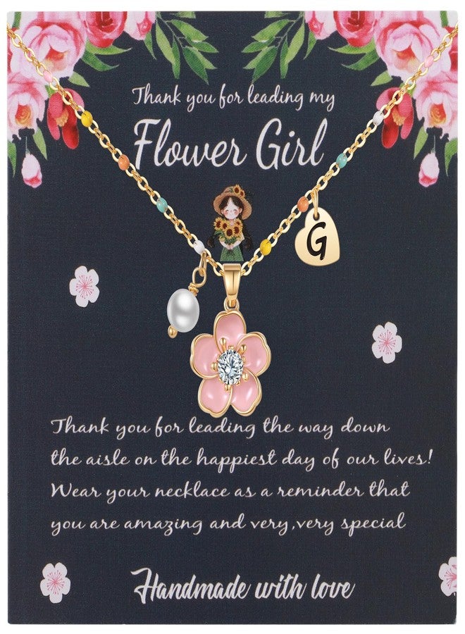 DS Flower Girl Necklace Gifts |Heart Initial Letter Flower Necklaces with Pearl Charm for Women | Personalized Wedding Proposal Bridal Shower Party Jewelry Gift | 18K Gold Plated Stainless Steel-G1 - Image 1