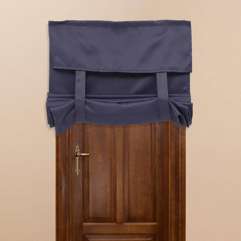 UKCOCO Room Darkening Curtain Panel, Navy Blue Polyester Blackout Door Drape with Hook-and-Loop Fastener, Light Blocking Window Treatment for Bedroom and Home Décor - Image 4
