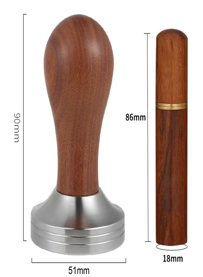 WELLYUK 51mm Espresso Tamper with Stirrer Set, Walnut Wood Coffee Press Tool Stamper with Espresso Professional Barista Accessories Kit for Espresso Machine, Wooden - Image 3