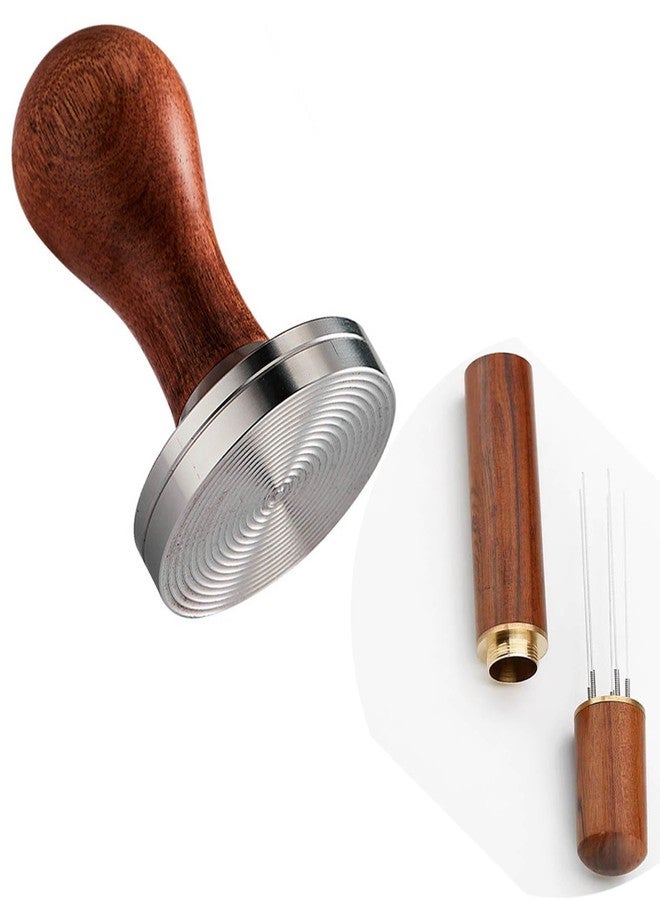 WELLYUK 51mm Espresso Tamper with Stirrer Set, Walnut Wood Coffee Press Tool Stamper with Espresso Professional Barista Accessories Kit for Espresso Machine, Wooden - Image 1