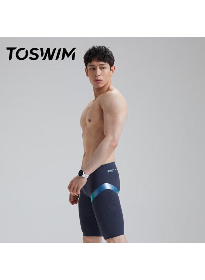 Toswim Professional Swim Shorts For Men, Knee-length, Suitable For Hot Springs, Swimming, Beach, Anti-embarrassment, Can Be Worn In Water, Black Aurora, 2XL - Image 2