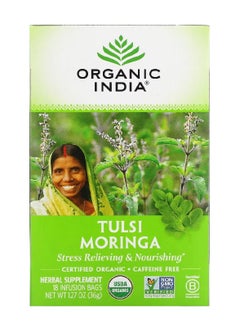 Organic India Tulsi Tea Moringa Caffeine Free 18 Infusion Bags  - Image 1