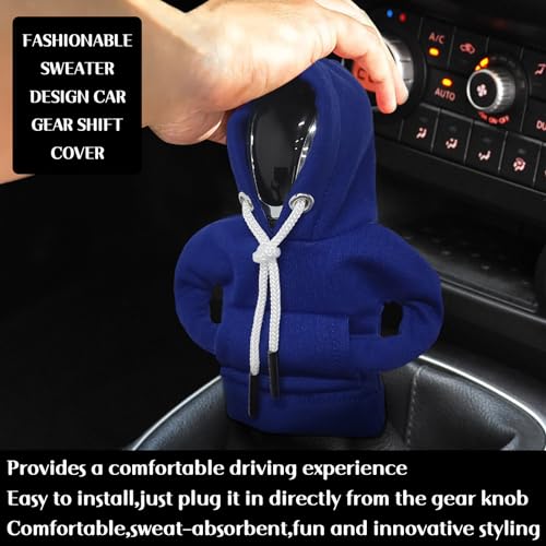 vvag Gear Shift Hoodie, Hoodie Car Gear Shift Cover, Car Shift Knob Hoodie, Automotive Interior Accessories, Universal Fit Knob Cover Gift (Blue) - Image 5