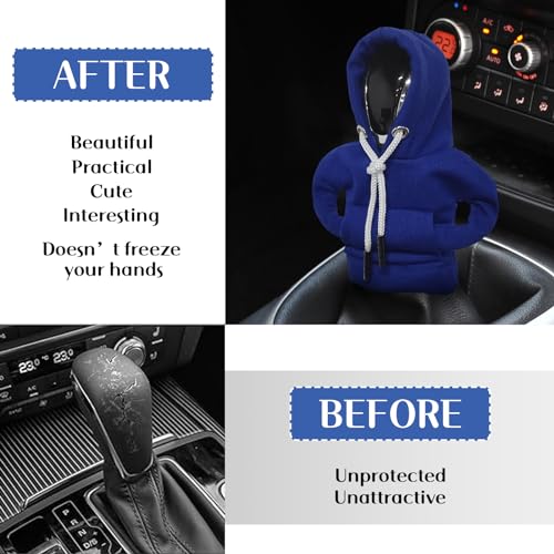 vvag Gear Shift Hoodie, Hoodie Car Gear Shift Cover, Car Shift Knob Hoodie, Automotive Interior Accessories, Universal Fit Knob Cover Gift (Blue) - Image 3