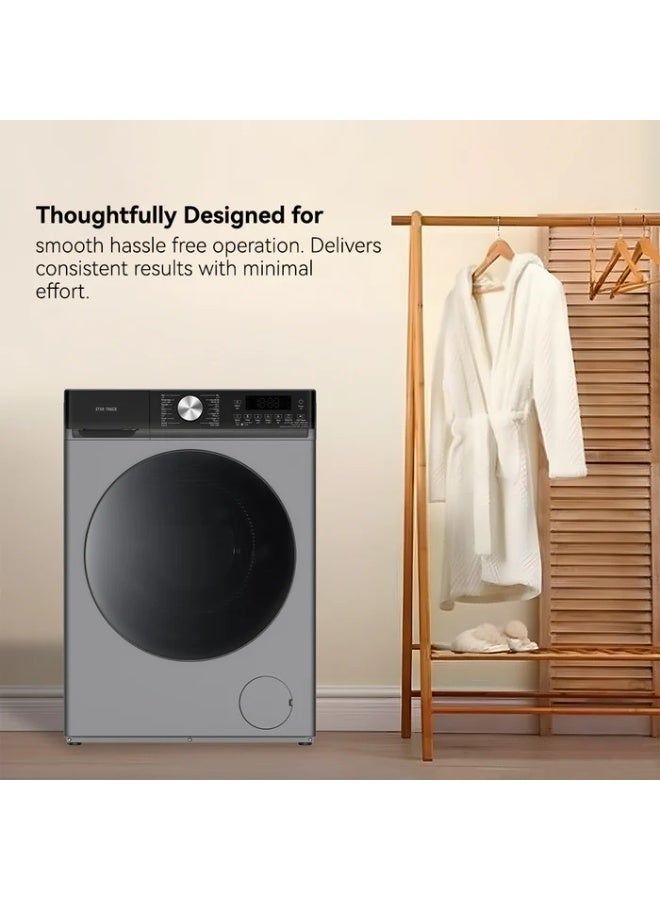 STAR TRACK 9KG Front Load Washing Machine | 14 Programs, BLDC Inverter Motor, 1400 RPM Max Spin Speed, 5-Star UAE Energy Rated, Fully Automatic Washer for Medium Families with Duvet & Sports Cycles 9 kg SW-900ATT2-AZ Grey - Image 3